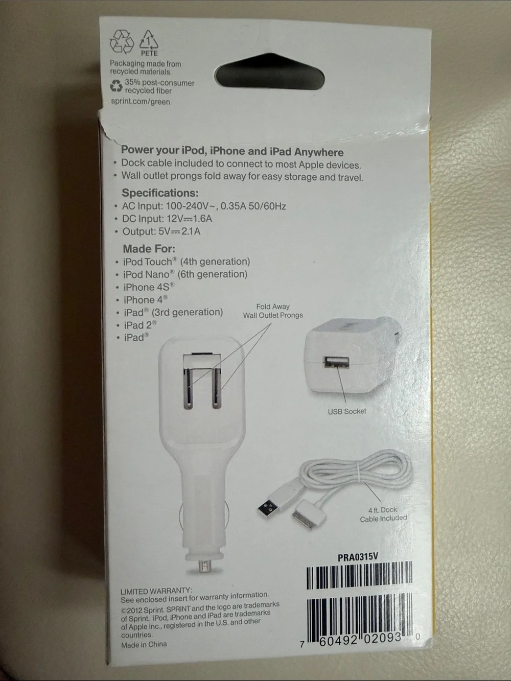 White Car Charger with USB Cable - Fast In-Car Charging